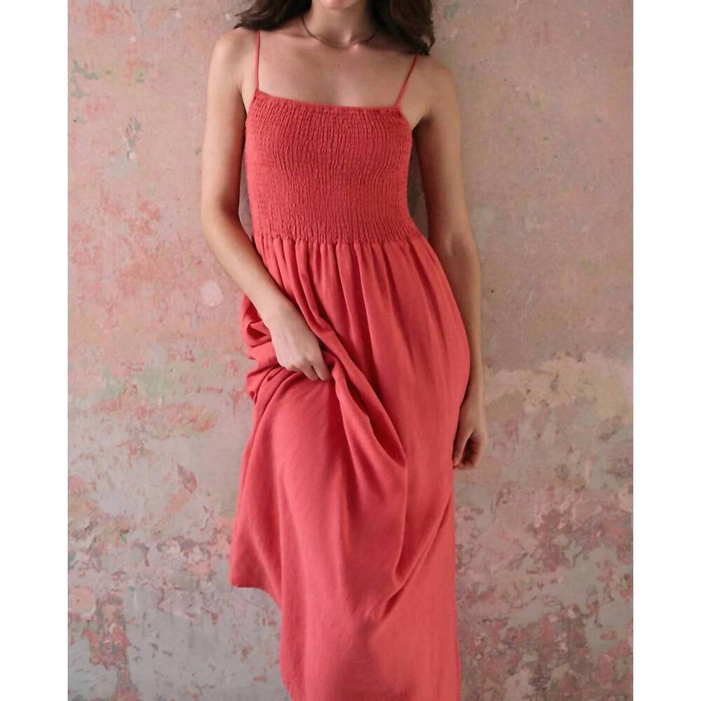 NEW Z SUPPLY bayside linen maxi dress in persimmon - Picture 7 of 8